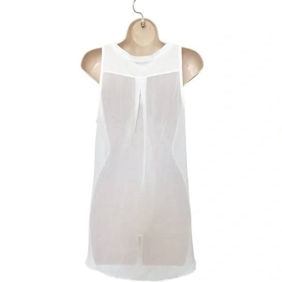 NWT Express White Sleeveless Studded Neck Sheer Back High Low Top Size Medium - Picture 4 of 8